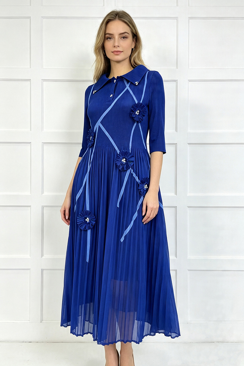 Loose large yard pleated printing colors dress for women