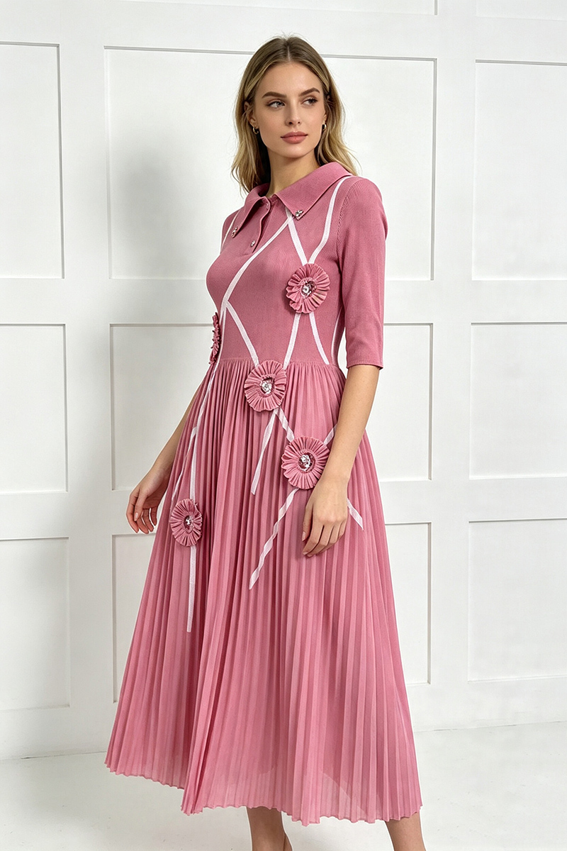 Loose large yard pleated printing colors dress for women