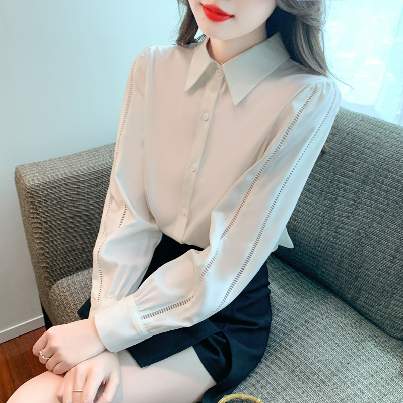 Commuting satin shirt autumn long sleeve tops for women