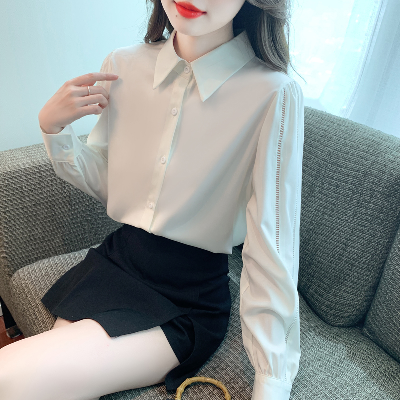 Commuting satin shirt autumn long sleeve tops for women