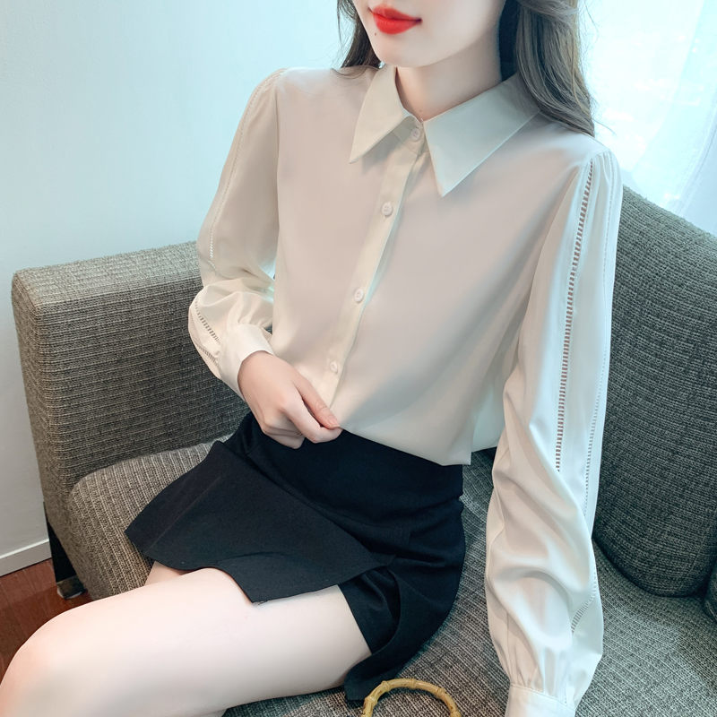 Commuting satin shirt autumn long sleeve tops for women