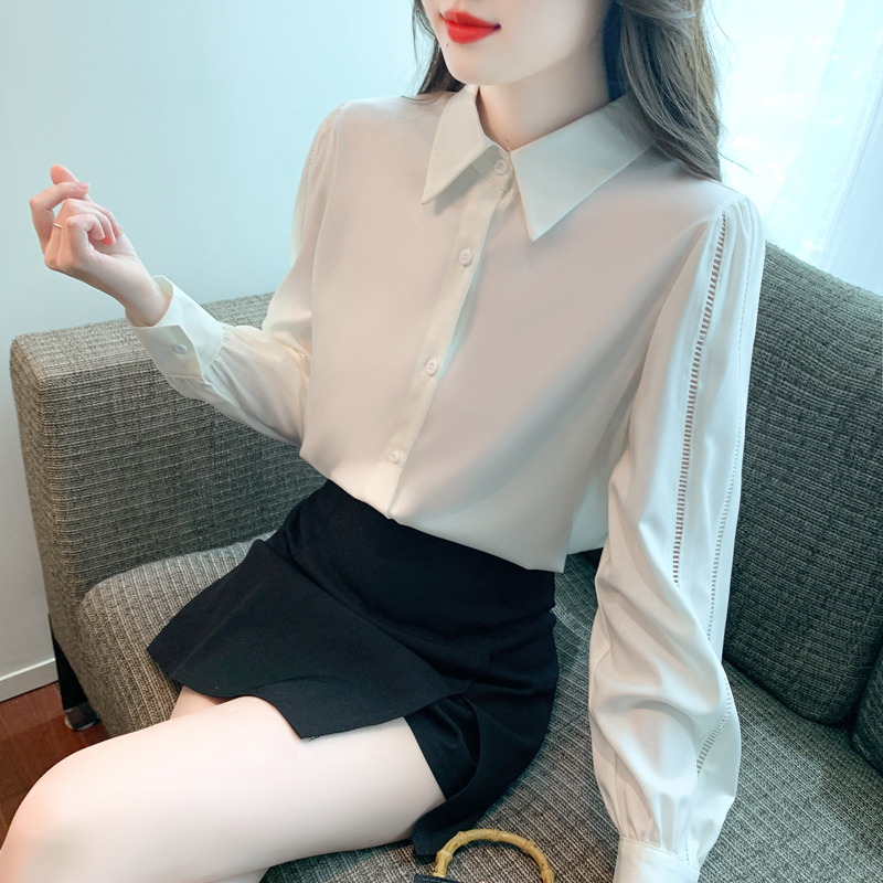 Commuting satin shirt autumn long sleeve tops for women