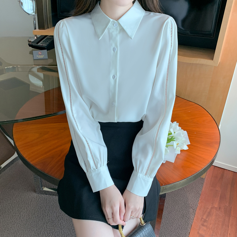 Commuting satin shirt autumn long sleeve tops for women