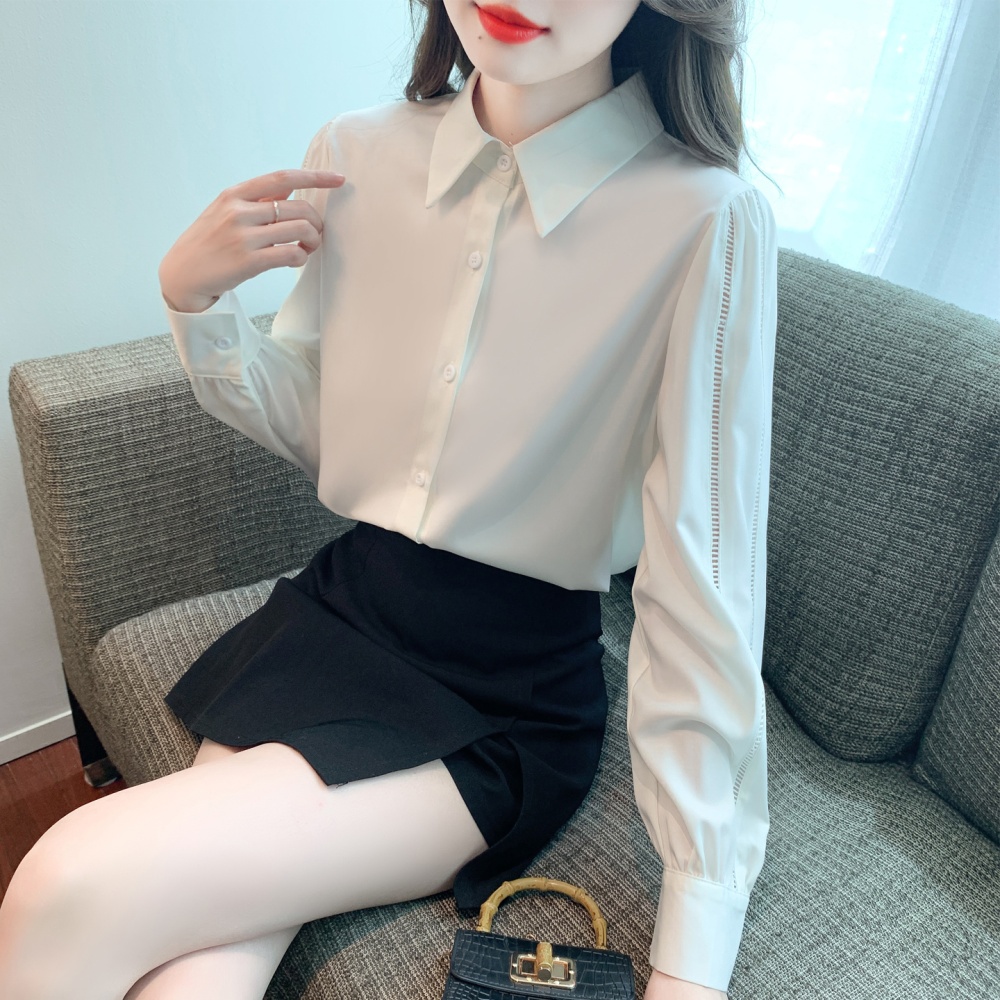 Commuting satin shirt autumn long sleeve tops for women