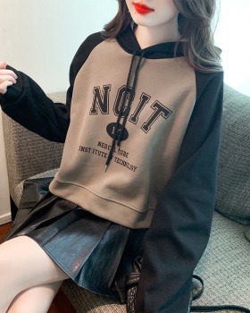 Retro short pullover shirts raglan sleeve loose autumn hoodie