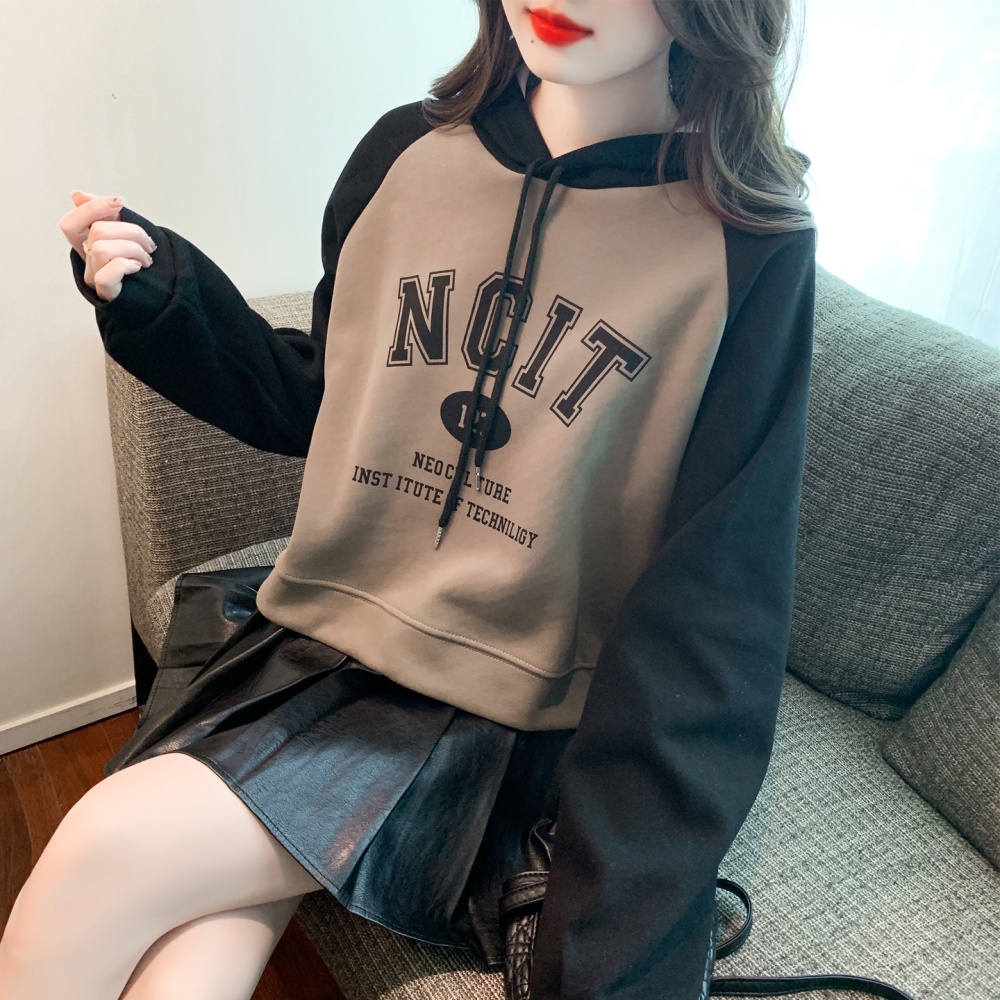 Retro short pullover shirts raglan sleeve loose autumn hoodie