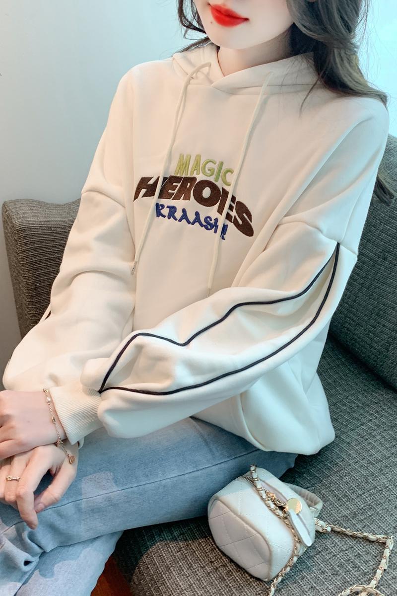 Casual hooded letters tops all-match loose student hoodie