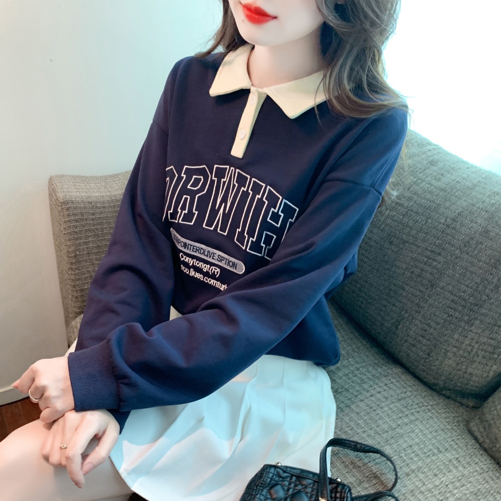 American style autumn tops all-match pullover hoodie for women