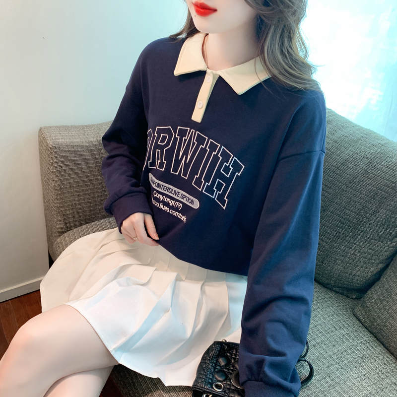 American style autumn tops all-match pullover hoodie for women