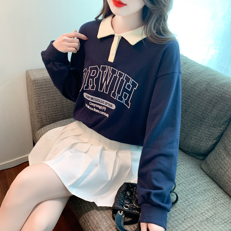 American style autumn tops all-match pullover hoodie for women