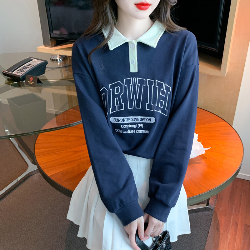American style autumn tops all-match pullover hoodie for women
