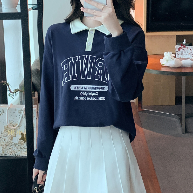 American style autumn tops all-match pullover hoodie for women