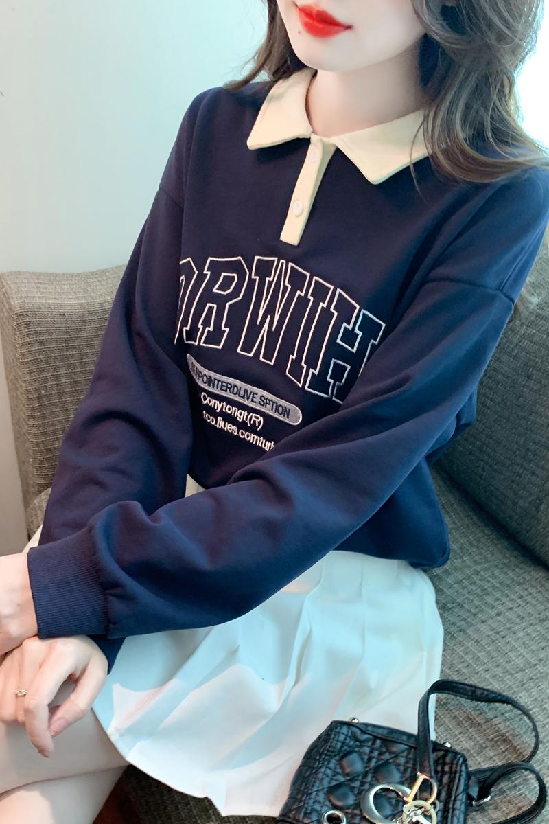 American style autumn tops all-match pullover hoodie for women