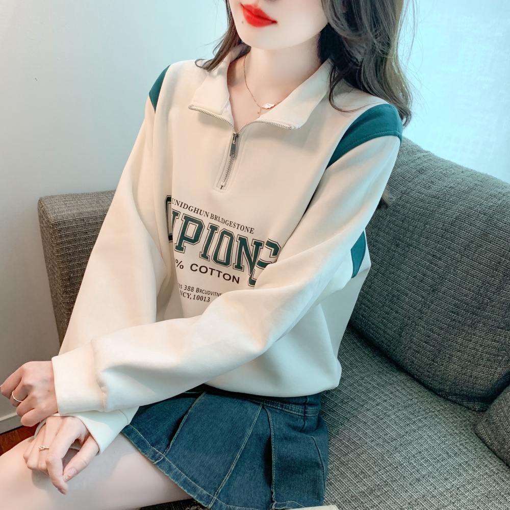 Loose letters coat small fellow Western style hoodie