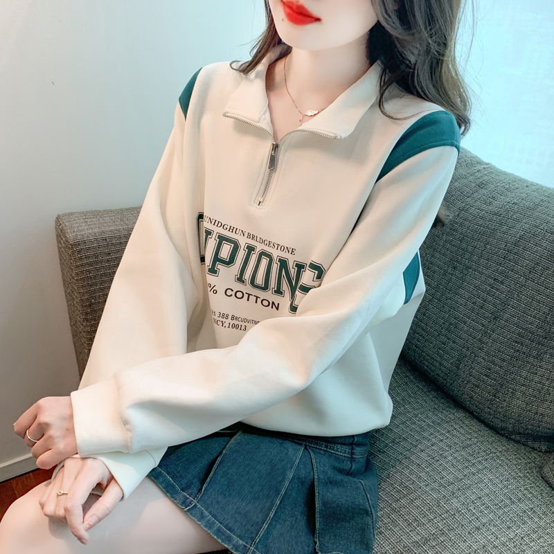 Loose letters coat small fellow Western style hoodie
