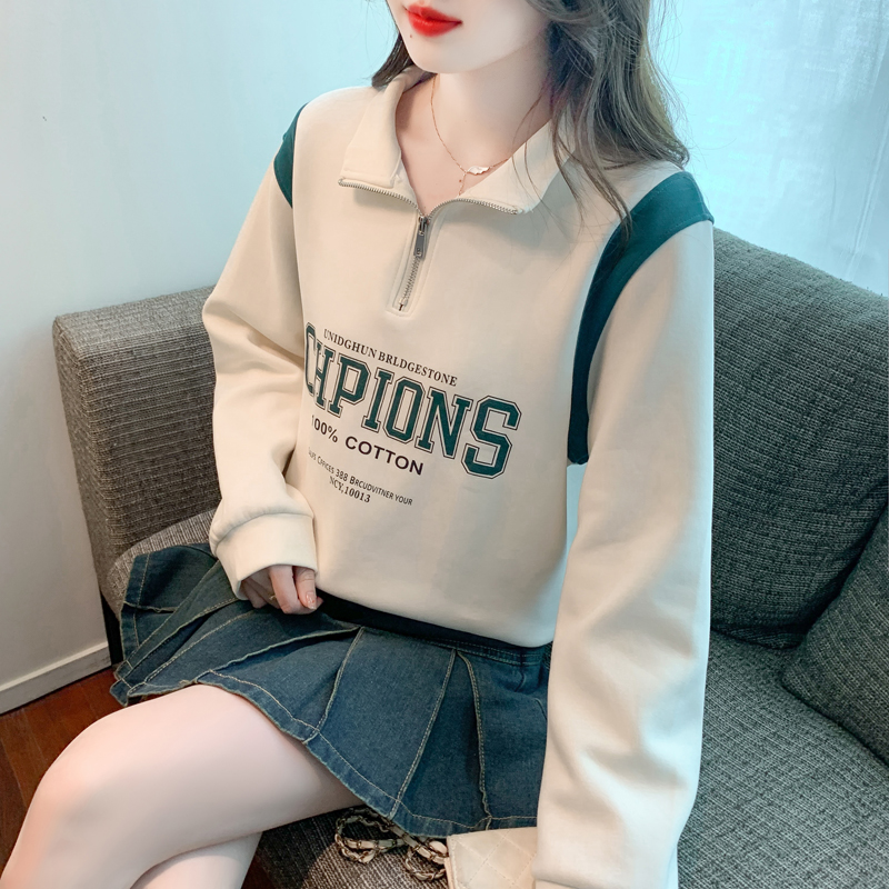 Loose letters coat small fellow Western style hoodie