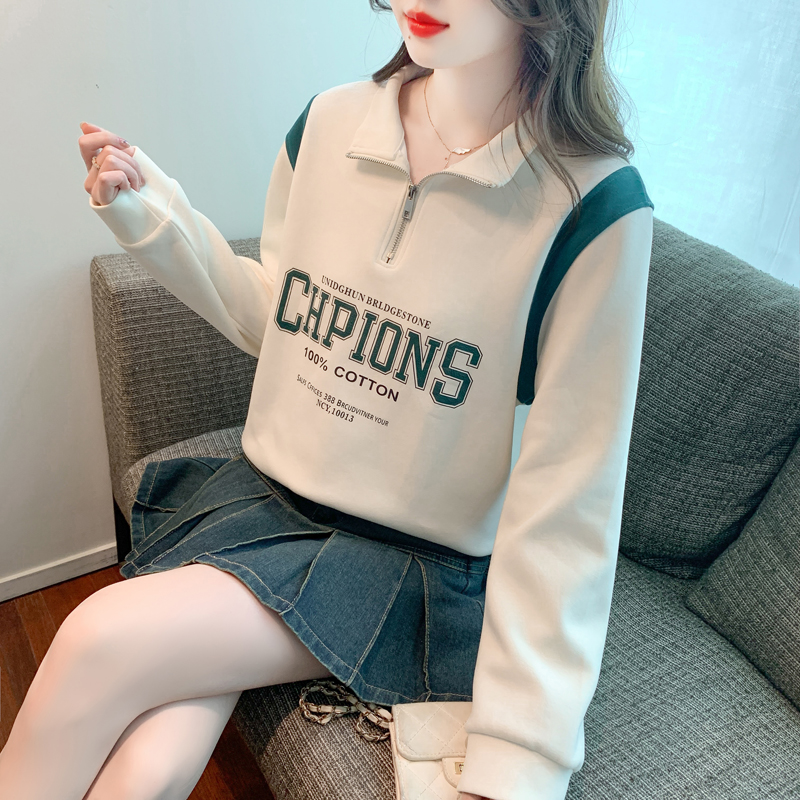Loose letters coat small fellow Western style hoodie