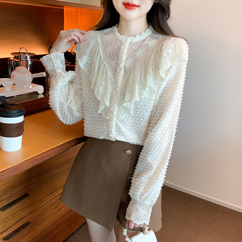 All-match autumn tops splice shirt for women