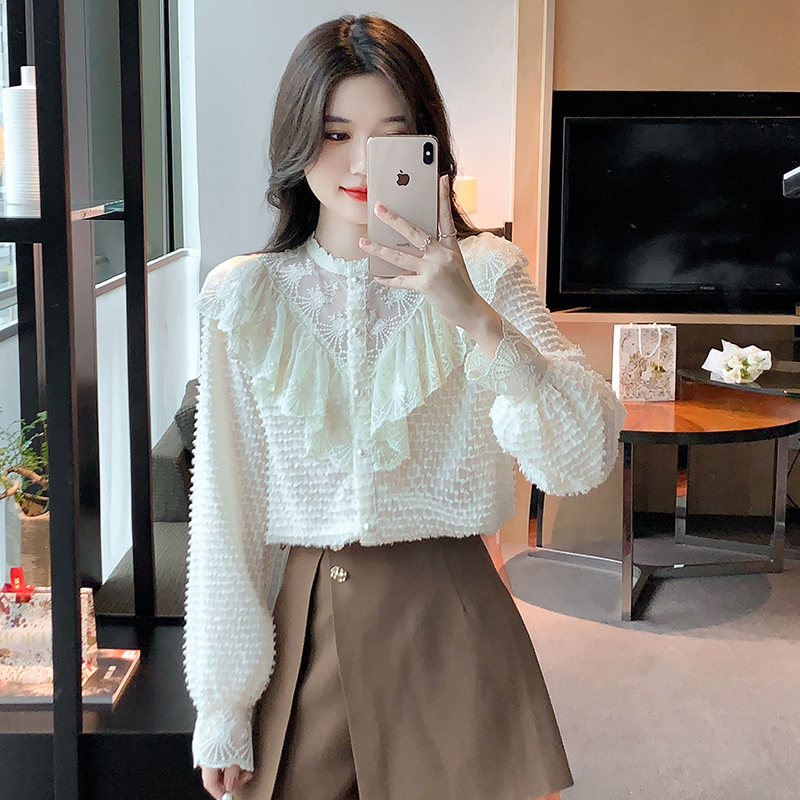 All-match autumn tops splice shirt for women