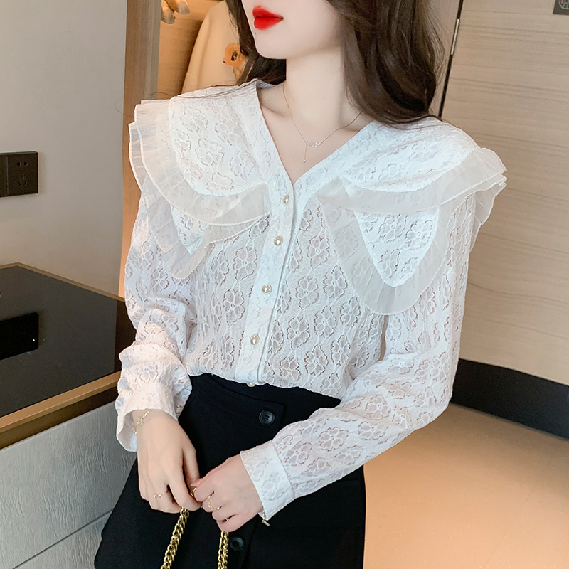 Autumn lace shirts long sleeve shirt for women