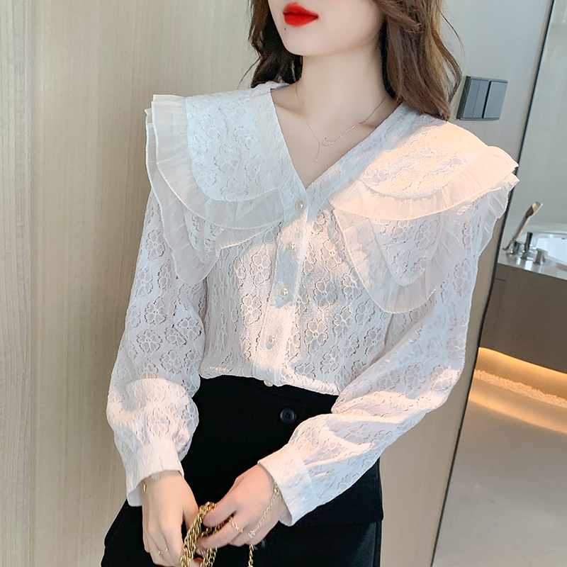 Autumn lace shirts long sleeve shirt for women