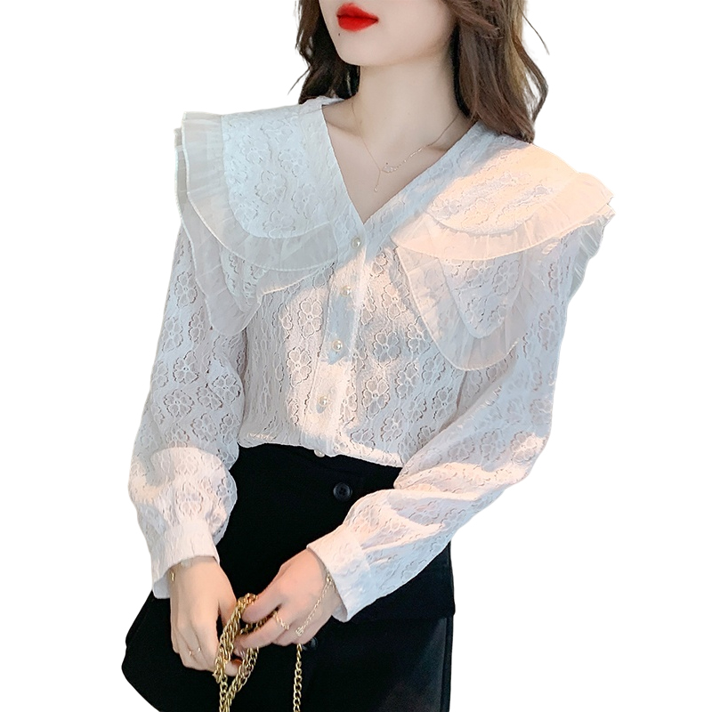 Autumn lace shirts long sleeve shirt for women