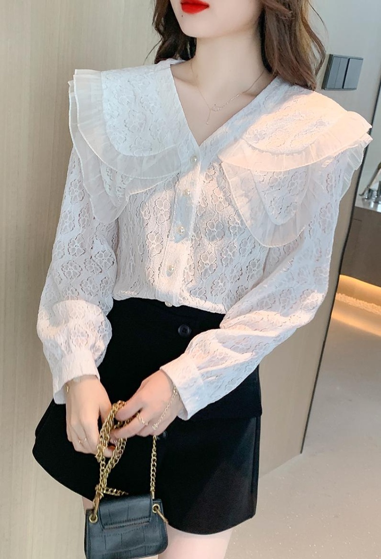 Autumn lace shirts long sleeve shirt for women