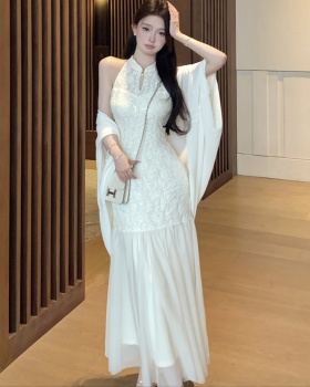 Sunscreen cheongsam jacquard dress 2pcs set for women
