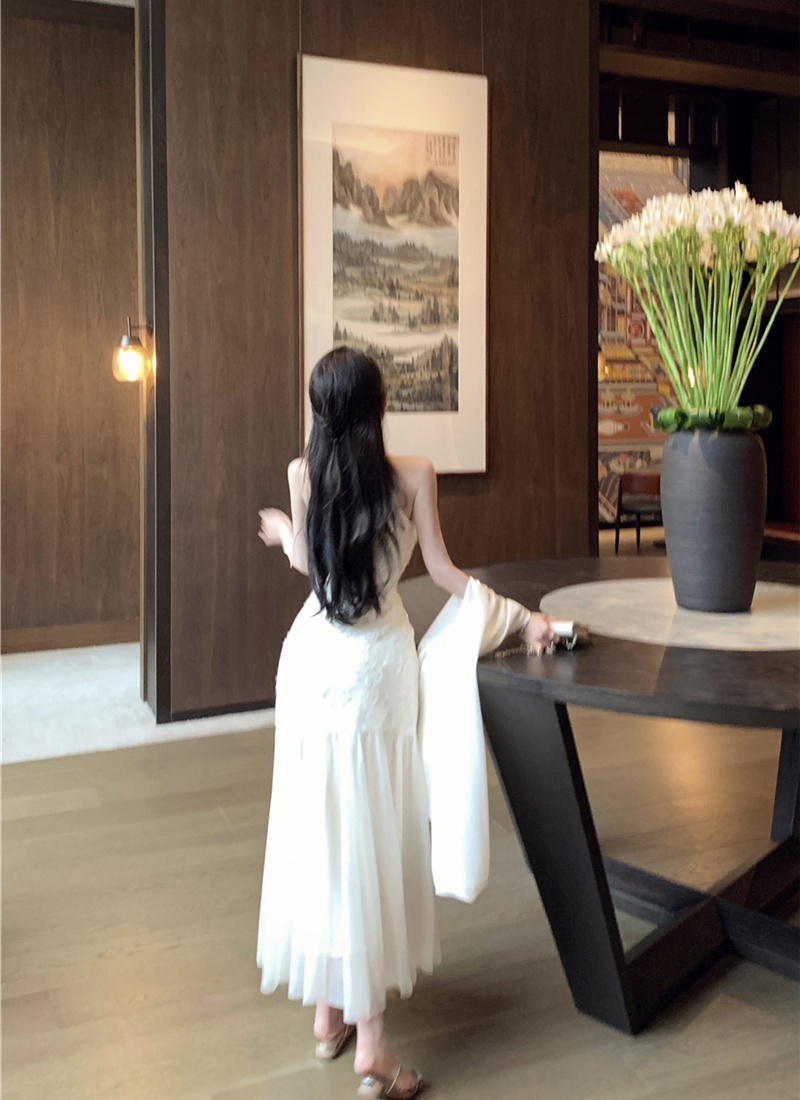 Sunscreen cheongsam jacquard dress 2pcs set for women