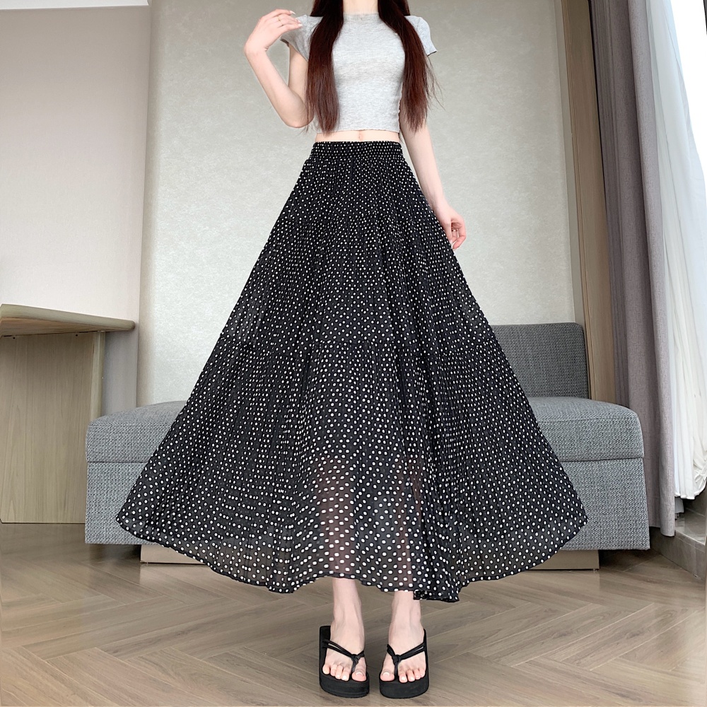 Cake spring and summer skirt polka dot long dress