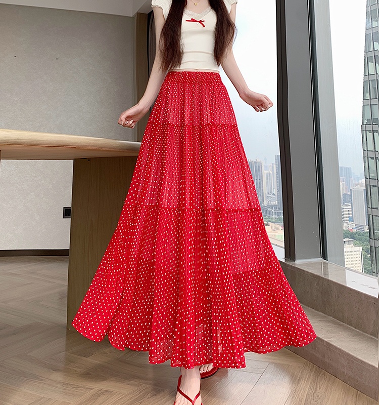 Cake spring and summer skirt polka dot long dress