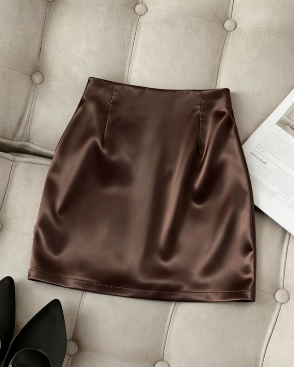 A-line fashion satin short elegant pure skirt