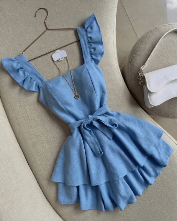Short frenum boats sleeve elegant square collar dress
