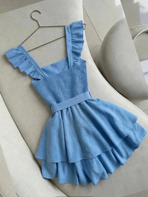 Short frenum boats sleeve elegant square collar dress