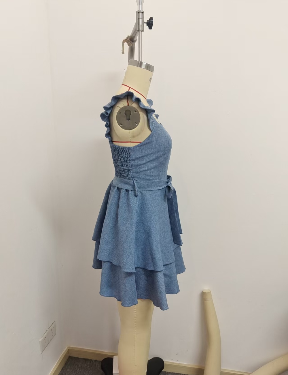 Short frenum boats sleeve elegant square collar dress