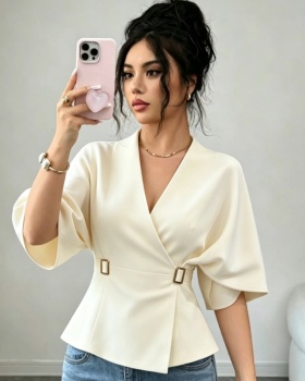 Bat sleeve all-match V-neck fashion shirt