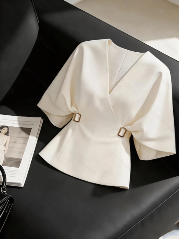 Bat sleeve all-match V-neck fashion shirt