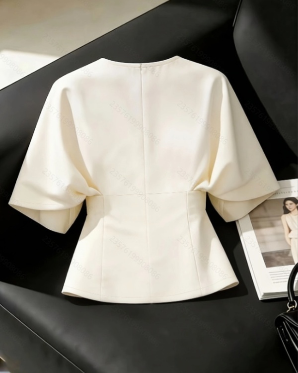 Bat sleeve all-match V-neck fashion shirt