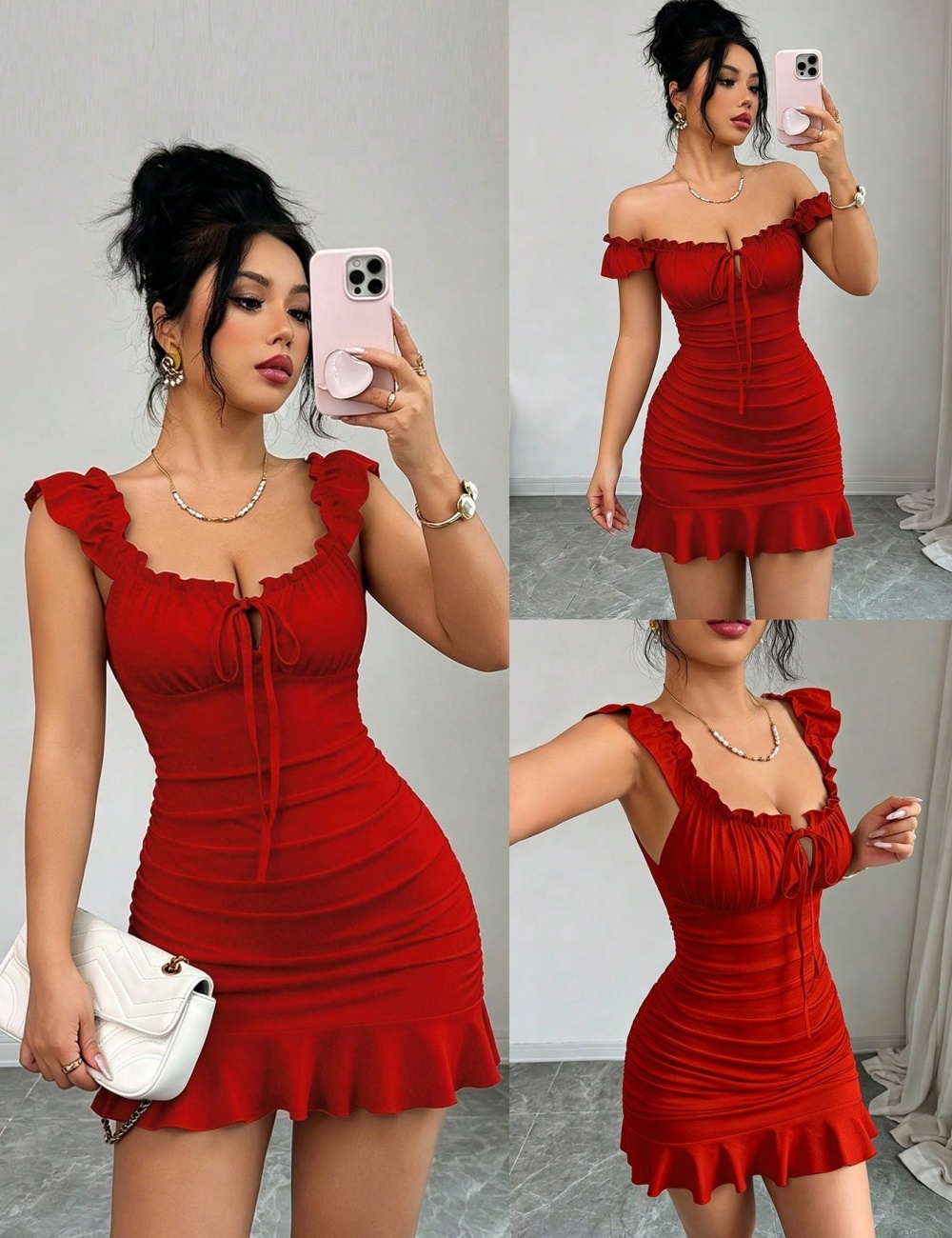 Pure fold short summer elegant dress for women
