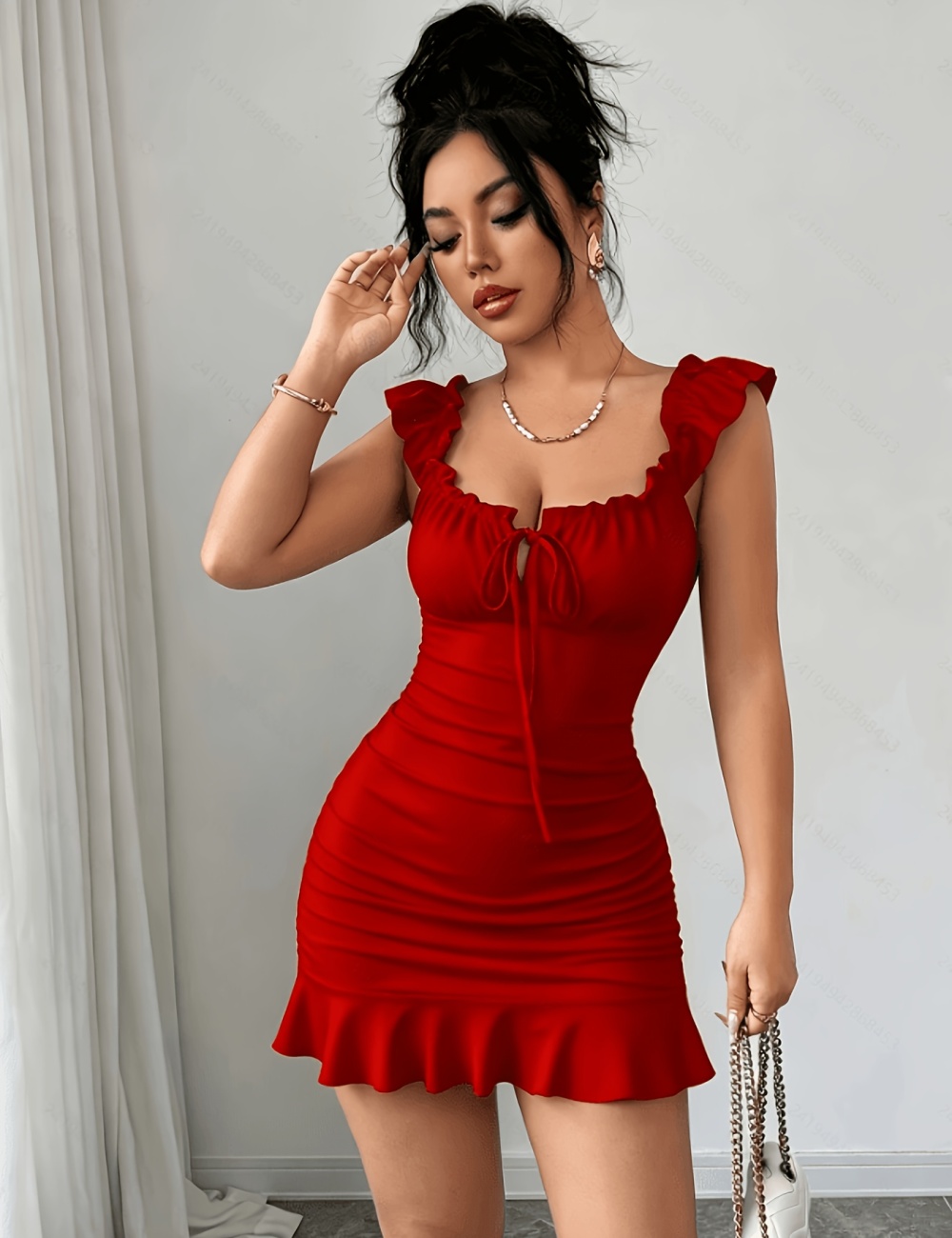 Pure fold short summer elegant dress for women