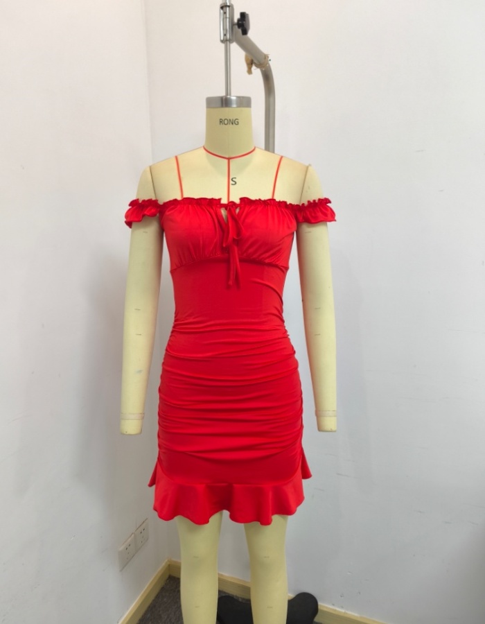 Pure fold short summer elegant dress for women