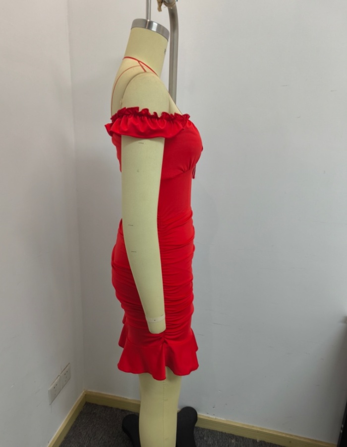Pure fold short summer elegant dress for women