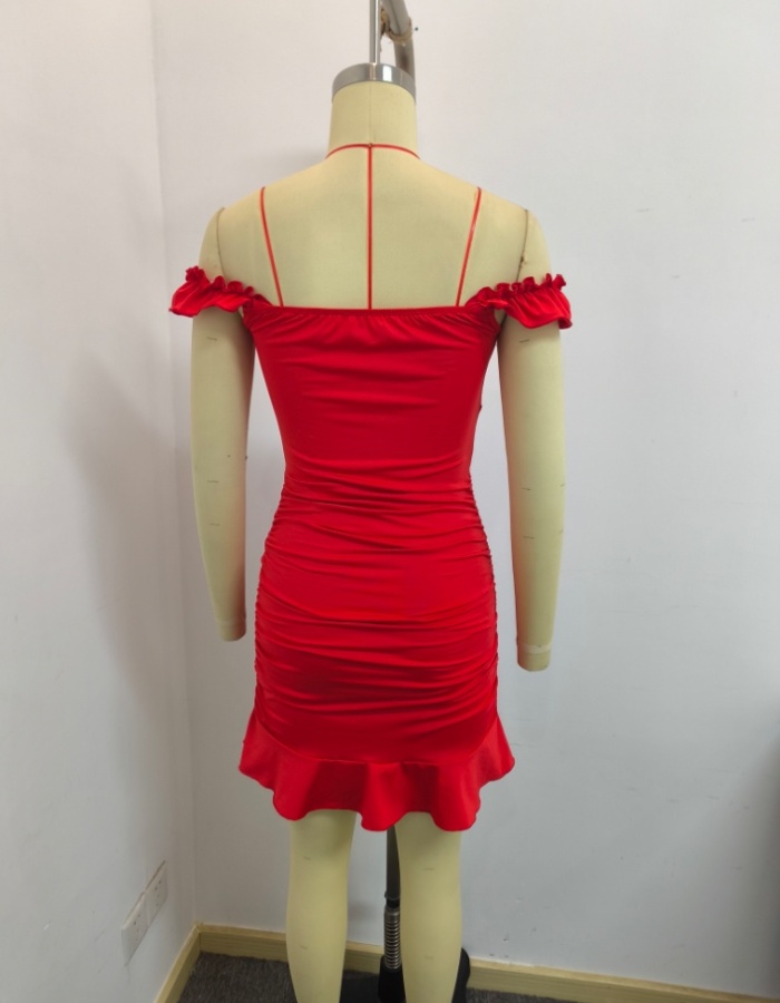 Pure fold short summer elegant dress for women