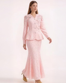 Temperament back frenum set beads big flower skirt a set