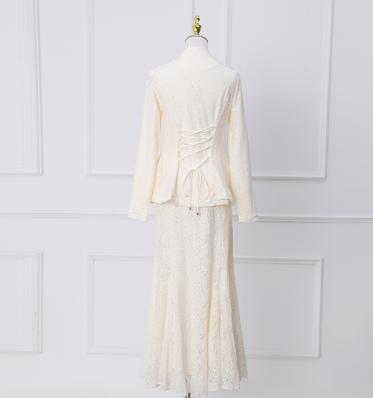 Temperament back frenum set beads big flower skirt a set