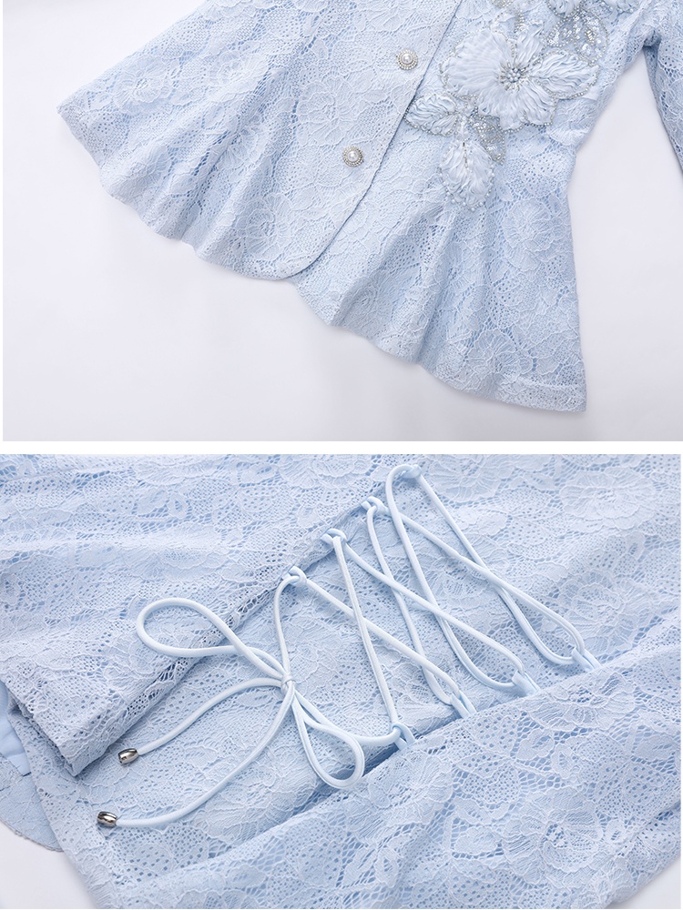 Temperament back frenum set beads big flower skirt a set