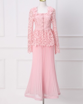 Lady chiffon tops crimp waistcoat a set