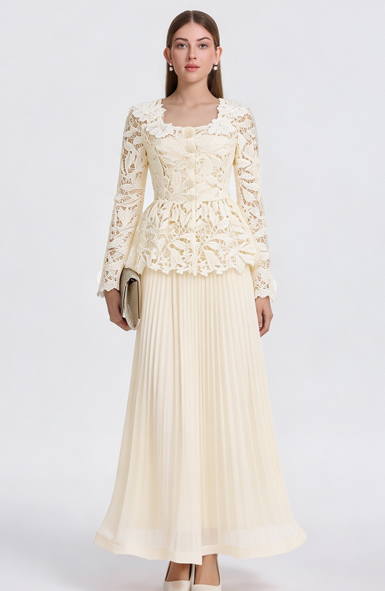 Lady chiffon tops crimp waistcoat a set
