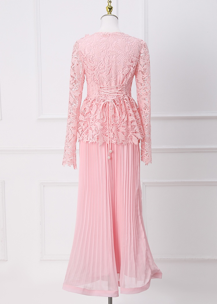 Lady chiffon tops crimp waistcoat a set