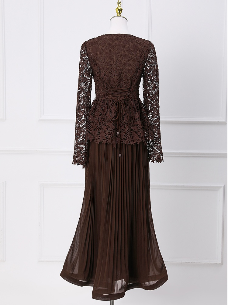Lady chiffon tops crimp waistcoat a set